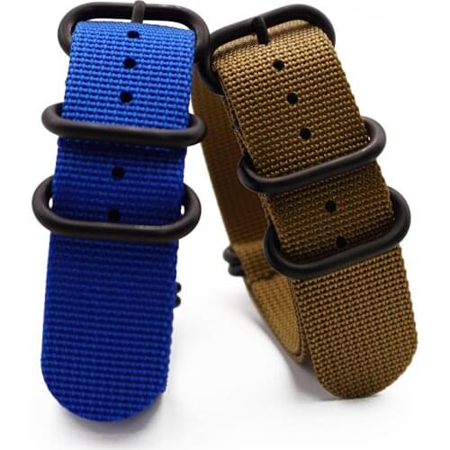 Premium Grade Nylon NATO Zulu Strap 20MM 22MM Sport Heavy Canvas Watch Band For Men Wristband Accessories Black Button