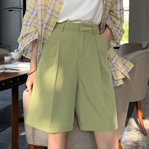 Spring Summer 2021 New Shorts Fashion High Waist Women Shorts Casual Half- Length Sashes Belted Women Loose Shorts Pockets 11312