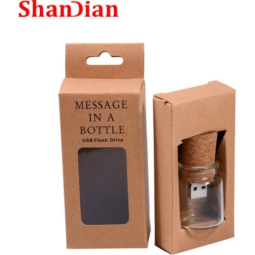 Glass Bottle USB 2.0 Flash Drive 4GB 8GB 16GB 32GB 64GB 128GB Free Custom LOGO Pen Drives Wedding Photography Gifts Memory Stick