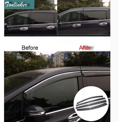 Tonlinker Exterior Rain shield Awnings & Shelters Cover Stickers for HONDA VEZEL HRV 2014-19 Car styling 4 PCS Acrylic stickers