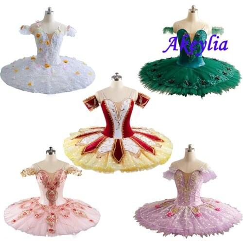 In stock! Sleeping beauty Tutu professional for girls Performance Stage Tutu Pink women Pancake Tutu Red Dress Costume Adult