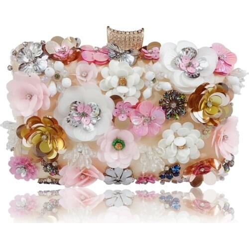 Daiwei Evening Bag Flower Bride Bag Purse Beading Diamond Flower Crystal Evening Bag Clutch Bags Lady Wedding Purse