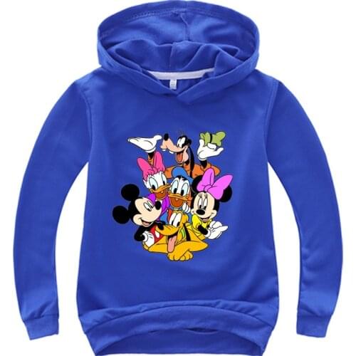 Spring Children Cartoon Mickey Minnie Mouse Donald Print Clothes Hoodies Boys Coat Girl Sweatshirts Kid Long Sleeve T-Shirts Top
