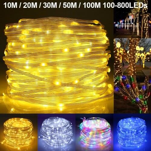 10M-100M Waterproof LED String Lights 100-800LEDs Fairy Lights for Wedding Lights&Lighting Christmas Decorative Garden Light D30