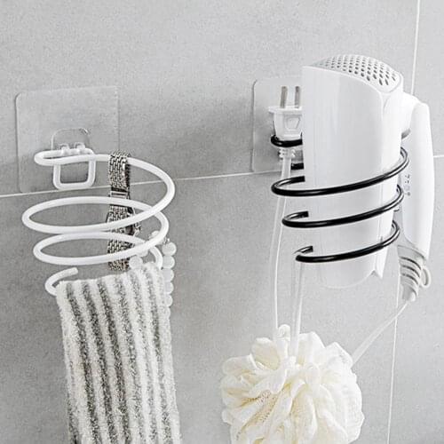 1PC Iron Wall Mounted No Drilling Hair Dryer Stand Hotel Bathroom Shelves Shelf Storage Hairdryer Rack Holder Hanger