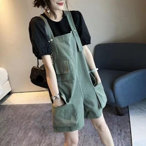 Womens Suspender Jumpsuits 2021 Fashion Summer Cargos Overalls Casual Playsuits Female Solid Pants