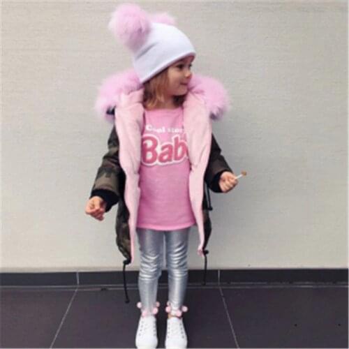 12M-5Y New Winter Pink Camouflage Baby Girl Clothes Hooded Toddler Girls Clothes Girl Zipper Coat Long Coat For Girls Parker