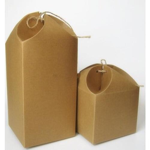 100pcs/lot-10*10*13cm Portable rope kraft gift box biscuits candy box snack specialty dry tea storage box DIY Craft packaging