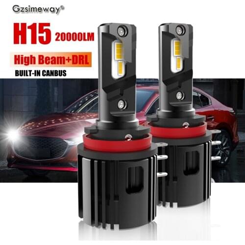 2PCS ZES Chip H15 Canbus LED Lamp 20000LM 72W High Beam Headlight and Daytimes Running Light Stock Replacement 6000K 12V