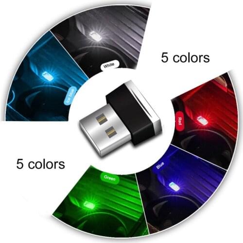 5PCS Mini LED Car Light Auto Interior USB Atmosphere Light Plug and Play Car Decor Lamp Car Mergency Lighting Car Accessories