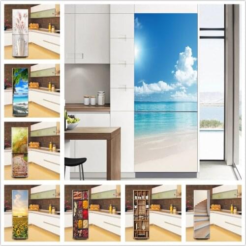 60x180cm 3D Wallpaper Refrigerator Sticker Adhesive Vinyl Waterproof Poster Kitchen Fridge Decal DIY Wall Mural For Home Decor