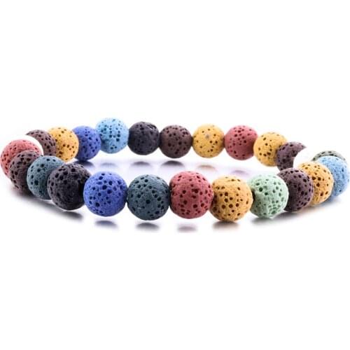 8mm10mm Colourful Lava Stone Bead Bracelets Diy Aromatherapy Essential Oil Diffuser Bracelet For Women Jewelry