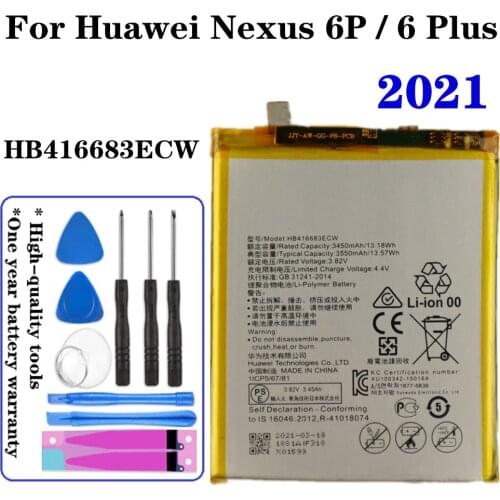 For Huawei Ascend Google Nexus 6P / 6 Plus H1511 H1512 Mobile Battery 3550mAh HB416683ECW Phone Replacement Batteries + Tools