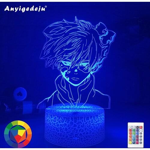 Anime My Hero Academia Shoto Todoroki Led Night Light Lamp for Room Deco Birthday Gift Shoto Todoroki 3d Lamps My Hero Academia