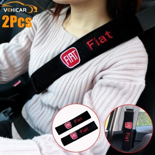 VEHICAR 2PCS Car Seat Belt Pads Safety Seat Belt Cover for FIAT 500 DIY Auto Accessories Driver Care