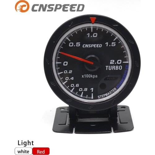 Free Shipping CNSPEED 60MM Car Turbo Boost gauge Red & White Lighting BAR Type Black Face Car gauge Car Meter with sensor