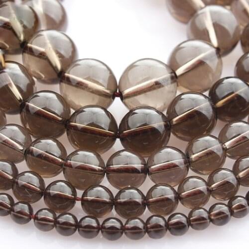 15"(38cm) Strand Round Natural Smoky Quartz Stone Rocks 4mm 6mm 8mm 10mm 12mm Gemstone Beads for Bracelet Jewelry Making