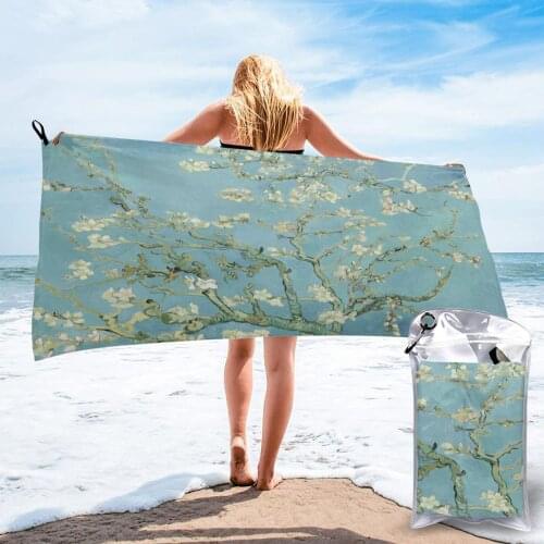 Quick Drying Pocket Towel Van Gogh Blossoming Almond Tree Portable Water Absorbent Towel No Pilling Sports Bath Towel