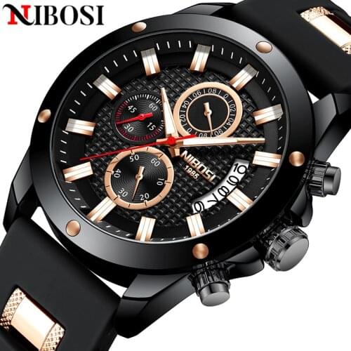 NIBOSI Fashion Chronograph Quartz Men Watches Top Brand Luxury Male Clock Waterproof Sport Mens Wrist Watch Relogio Masculino