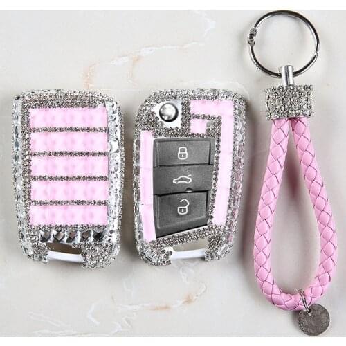 Diamond Crystal Car Key Cover Case Protection Shell For Volkswagen VW Golf 7 mk7 Seat Ibiza Leon FR 2 Altea Aztec Skoda Octavia