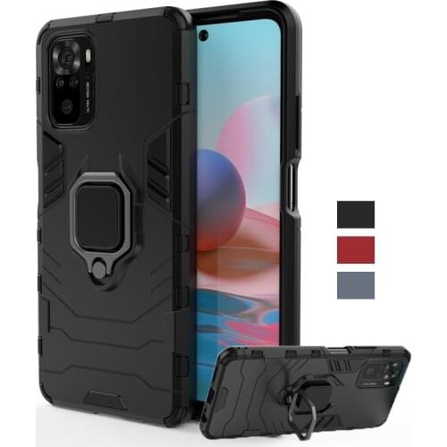 For Xiaomi Redmi Note 10 Case Cover Redmi Note 9 10 Pro 10T Ring Holder Silicone Armor Phone Bumper Back Case Redmi Note 10 Pro