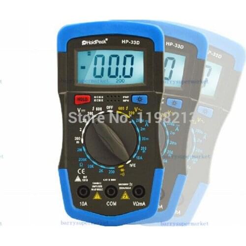 Digital Multimeter Multimetro HoldPeak HP-33D Ammeter Voltmeter Ohmmeter hFE Current Voltage Meter Tester LCD Backlight