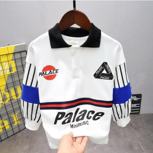 Kid Boy Casual Cute T-shirt Spring Autumn Children Clothing Boys Lapel t-shirts Cotton long Sleeve T-shirt 2-7Y Boys casual top