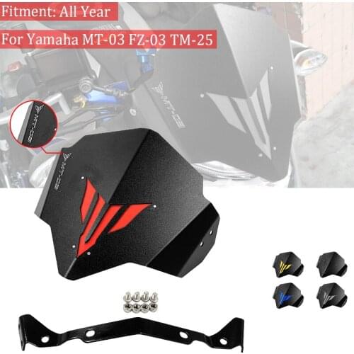 For Yamaha MT-03 MT-25 FZ-03 2015 2016 Motorcycle Windshield Windscreen Shield Screen with Mounting Bracket Holde MT03 MT25 FZ03