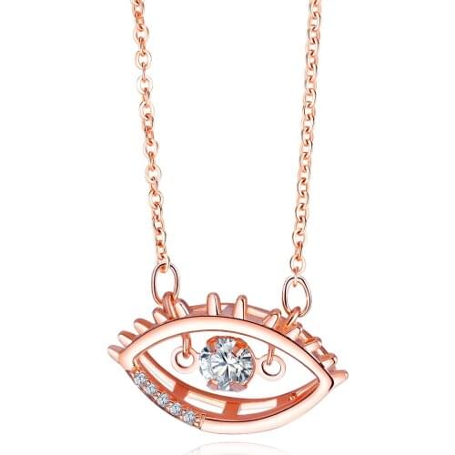 Cyue European Jewelry Fashion Creative Copper Plated Rose Gold Demon Eye Necklace Simple Personality Pendant For Lady