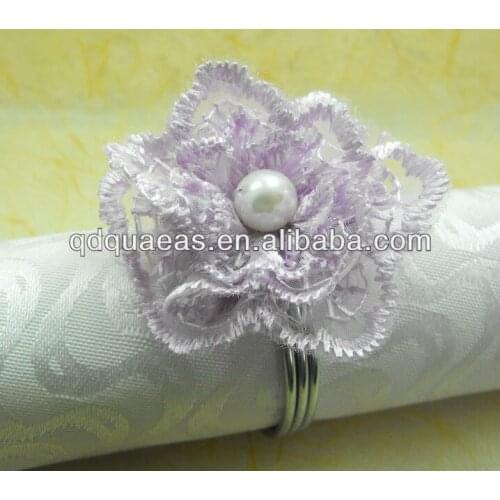 Purple lace pearl napkin rings, napkin holder
