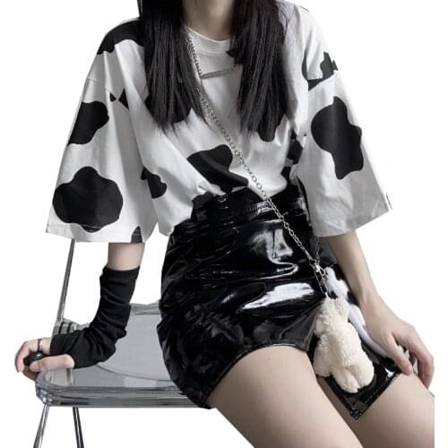 Summer Womens Tshirt Cow Print Short Sleeve Female T Shirt Harajuku Ladies Tee Tops Fashion Streetwear Women Tshirt Basic Tops