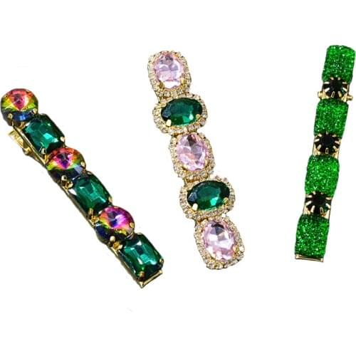 Crystal Rhinestones Hair Clips Girls Hairpins Geometric Round Hairgrip Women Barrette Hair Accessories Jewelry Gifts