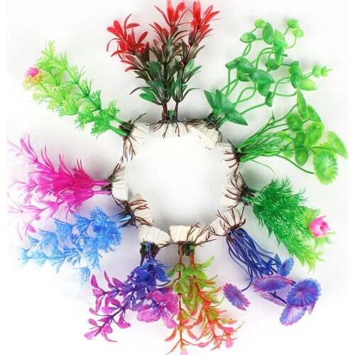 5 Pcs Green False Plastic Plant Aquarium Fish Tank Decoration Simulation Aquatic Grass Water Plant Landscape Ornament Decoration