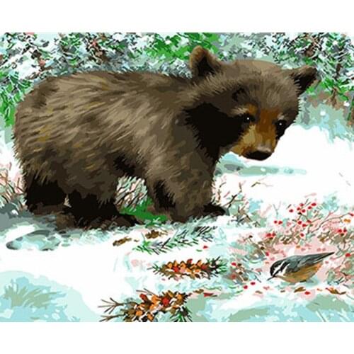 Lovely Bear Framed Pictures DIY Painting By Numbers DIY Oil Painting On Canvas Home Decoration Wall Art GX26165 40X50CM
