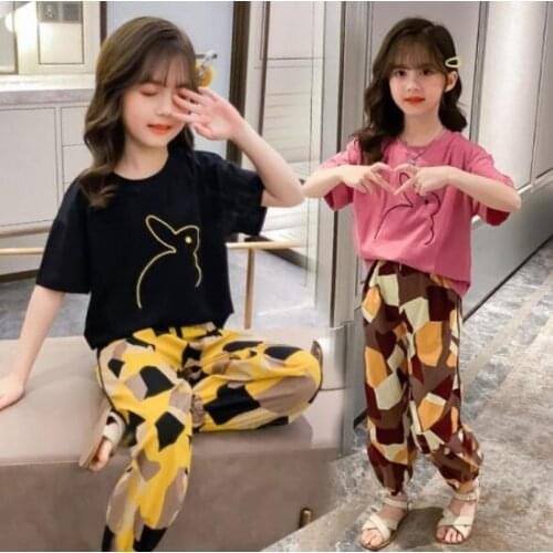 Girls Clothes Set 2021 Summer Children Clothing cartoon Tops Casual Pants 2 Pcs Girl Kids Clothes School Tracksuit