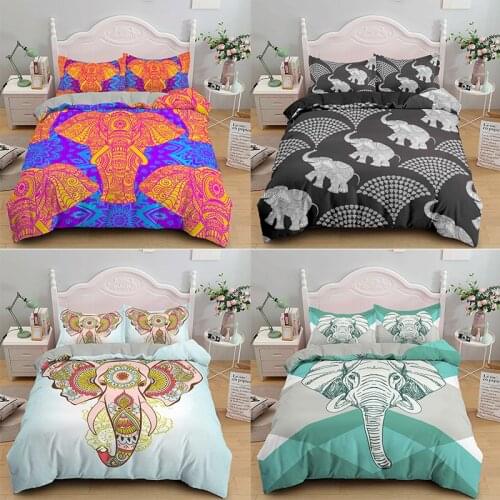 Boho Elephant Bedding Set Duvet Cover with Pillowcase Home Textile