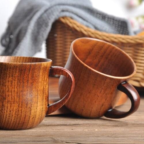 Natural Wooden Tea Beer Juice Milk Mugs Handmade Water Coffee Mug Cup Drink Cups- Gift Kitchen Bar Accessoires Dropshipping