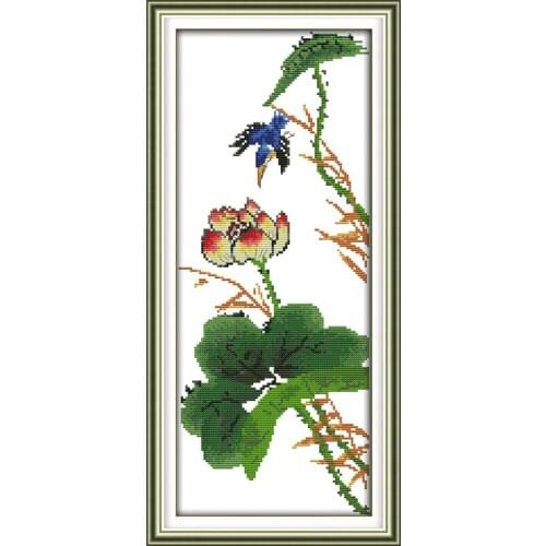 Summer lotus cross stitch kit flower 18ct 14ct 11ct count printed canvas stitching embroidery DIY handmade needlework