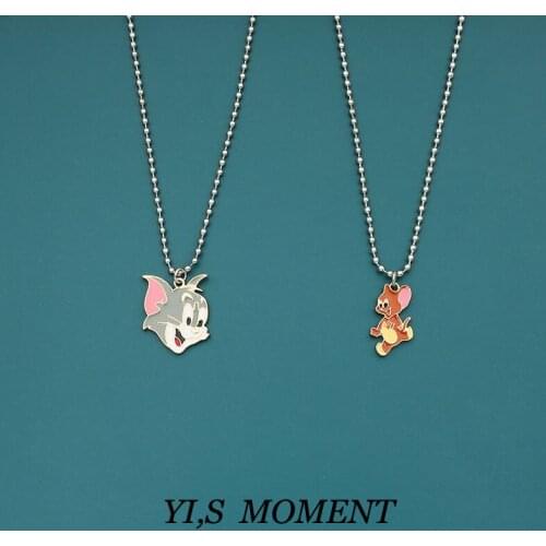 Cartoon cat and the mouse Fashion Choker Necklaces for Women Jewelry Gif