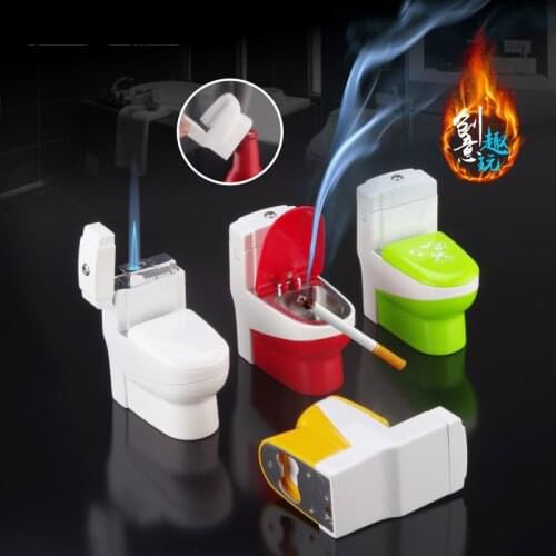 Creative personality toilet modeling multi-function with Beer Ashtray direct charging lighter inflatable lighter