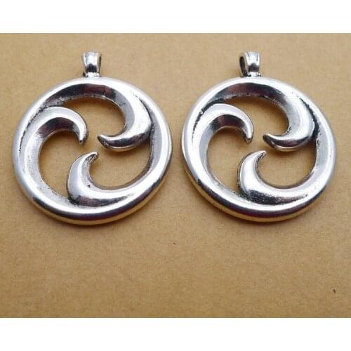 Newest 2Pieces 31*38mm Mixed Alloy Antique Silver Color Round Charms Vintage Necklace Pendant Accessory For DIY Jewelry Making