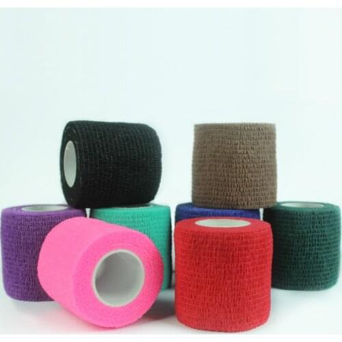 Disposable Self Adhesive Elastic Bandage For Handle With Tube Tightening Of Tattoo Accessories Random Color x1