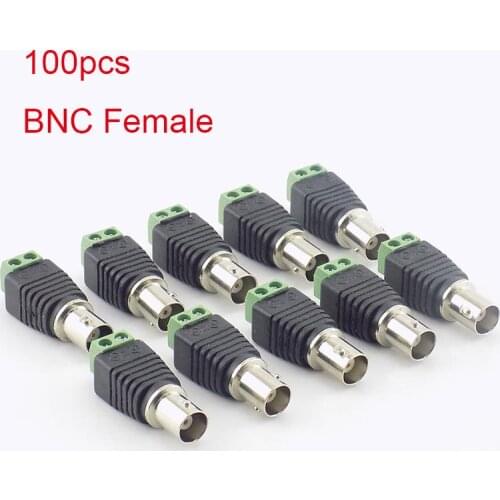 100PCS 12V BNC Female Jack Adapter Plug Video Balun Converter 5.2*2.1mm BNC Connector for Led Strip Light DVR CCTV Camera Power