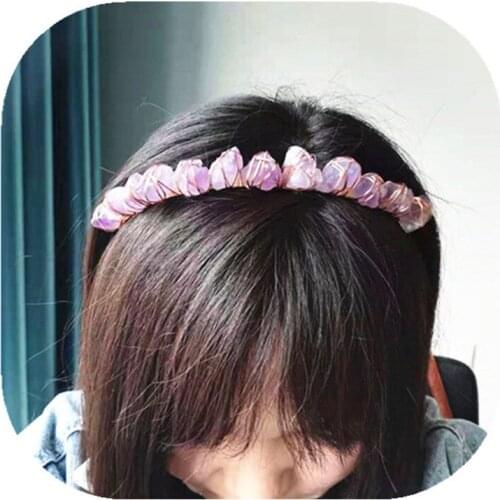 Amethyst Cluster Hair Band Crystals Healing Stones New Arrivals Natural Folk Crafts For Gifts
