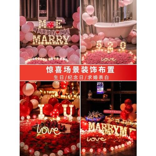 Proposal scene creative layout props decoration indoor bedroom dress up romantic planning surprise