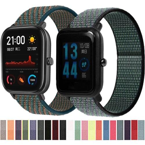 20MM Nylon Loop Straps For Xiaomi Huami Amazfit Bip S U Pro/Bip Lite Wristband Sport Watchband For Amazfit GTS/GTR 42 MM Corre