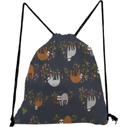 Sloth Drawstring Backpack Sports Gym Bag For Women Men Swimming Travel Storage Bag Child Mini School Bag Gray Backpack Wholesale