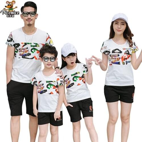 Plus Size Family Matching Outfits 2020 Summer Style Father Boy Mother Daughter Cotton Shirts Shorts Pants Set Family Clothing