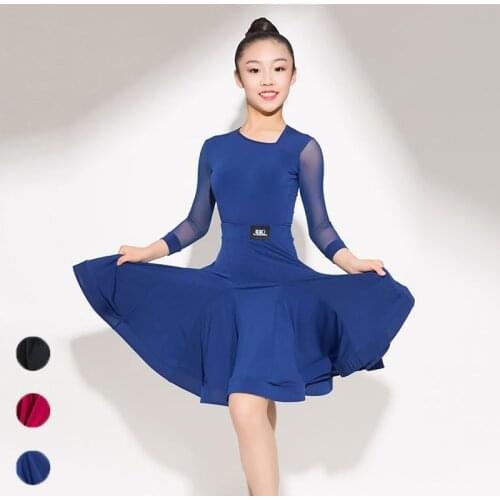 High Quality Mesh Modren Dance Dresses For Girls Latin Competition Standard Dresses Long Sleeves Ballroom Dance Clothes JL1366