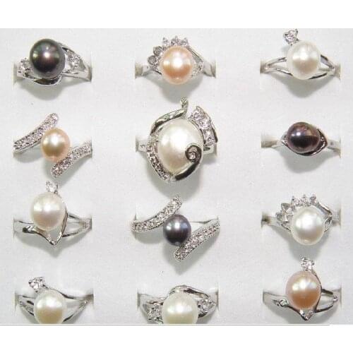 MIX STYLE!!! Charmful Freshwater Pearl Ring Finger Ring with Nice Quality Cool Fashion Jewelry, 100pcs/lot+Free Shipping